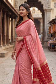 Blush Bloom Pink Mysore Crepe Silk Saree With Floral Motifs 10076255