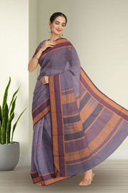 Pewter grey Handwoven Kanchi Cotton Saree 10067807