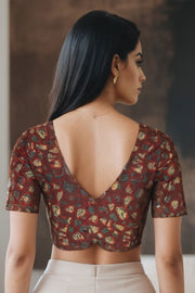 Maroon Hand Block Jahota Printed Cotton Blouse 10074995