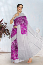 Kanjivaram Tissue Viscose Vegan Silk Saree in Deep Orchid Colour with Silver Zari Patterns 10075576