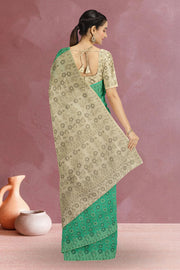 Green Handloom Himroo Silk Cotton Saree 10065732