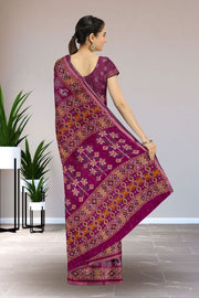 Magenta Patola Printed Silk Cotton Saree 10074941