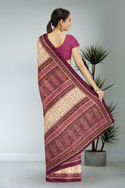 Cream Kashmiri Printed Silk Saree 10075991