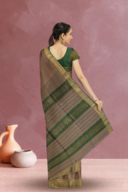 Brown Maheshwari Silk Cotton Saree 10075254