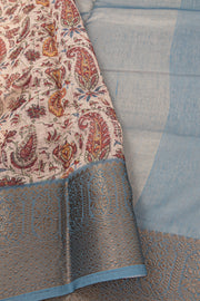 Beige Floral Printed Semi Linen Saree 10077988