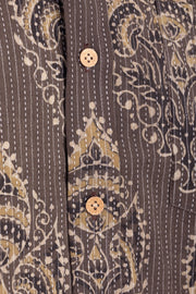 Brown Half Sleeve Ajrakh Printed Cotton Mens Shirt 10072910