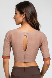 Brown Andhra Cotton Blouse 10074424