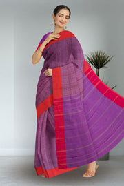 Purple Art Silk Kanjivaram Saree With Checks Design 10076319
