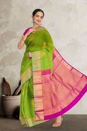 Lawn Green Pure Zari Jacquard Kanjivaram Silk Saree 10063076