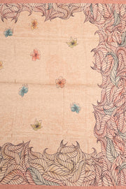 Beige Printed Semi Tussar Silk Saree with Leafy Borders 10077979