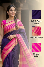 Deep Voilet Semi Mysore Crepe Silk Saree 10077823