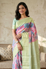 Multicolour Printed Vegan Kanjivaram Silk Saree 10075583