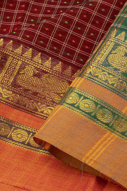 Maroon Thousand Buttas Chettinad Cotton Saree 10075973
