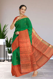 Green Handloom Kanjivaram Soft Silk Saree 10066262