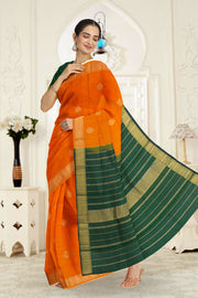 Pumpkin Orange Handloom Pure Zari Kanjivaram Saree 10062334