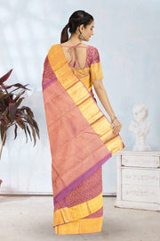 Turkish Rose Pure Zari Bridal Kanjivaram Silk Saree 10063060