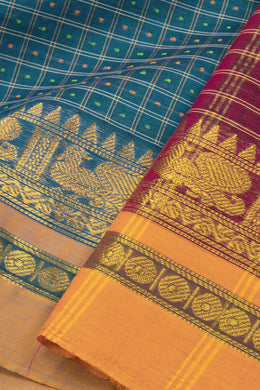 Blue Thousand Buttas Chettinad Cotton Saree 10075971