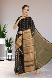 Black Kanjivaram Vegan Silk Saree 10076032