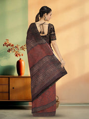 Maroon Jahota Print Kota Cotton Saree 10074192