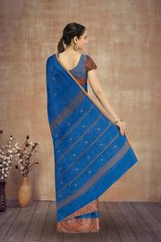Blue Handloom Chettinad Cotton Saree 10075084