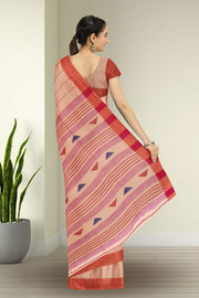 Beige Bengal Handwoven Cotton Saree 10075334