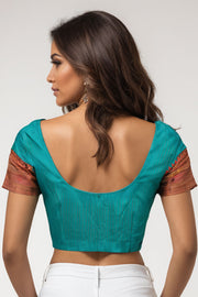 Blue Narayanpet Silk Blouse 10074445