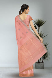 Peach Chanderi Silk Cotton Saree 10075383