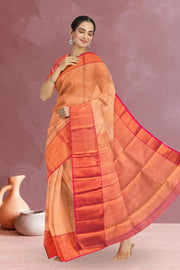 Salmon Pink Korvai Kanjivaram Silk Saree 10064991