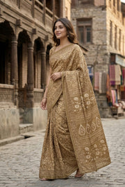 Olive Gold Kani Printed Silk Saree 10077870