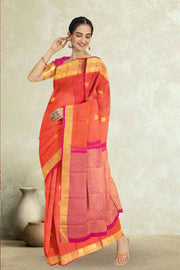 Radical Red Kanjivaram Silk Saree with Checks Design 10075639