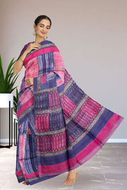 Multi Colour Printed Tussar Silk Saree 10076291