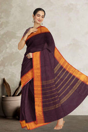 Purple Handloom Chettinad Cotton Saree 10075873