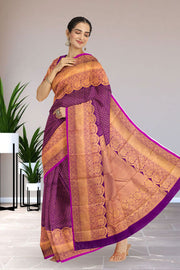 Jamun Purple Bridal Pure Zari Kanjivaram Silk Saree 10062482