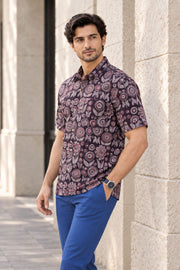 Multi Colour Half Sleeve Jahota Printed Cotton Mens Shirt 10074322