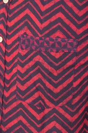 Indigo Handblock Print Pre-Washed Pure Cotton Crop Shirt 10074618