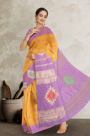 Kanjivaram Vegan Viscose Silk Bee Yellow Color Jute Style Finish 10075598