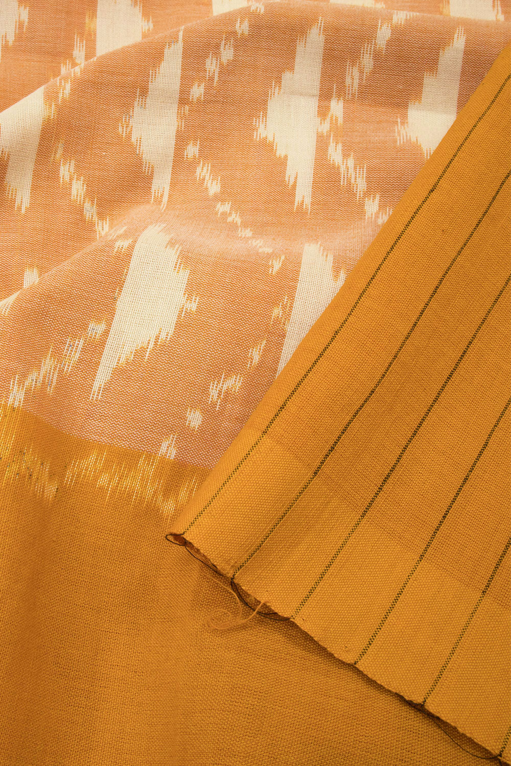 Brick Orange Handloom Pochampally Ikat Cotton Saree - Avishya