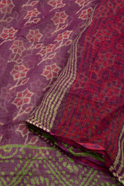 Cardinal Purple Hand Block Print Kota Cotton Saree 10074173