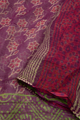 Cardinal Purple Hand Block Print Kota Cotton Saree 10074173