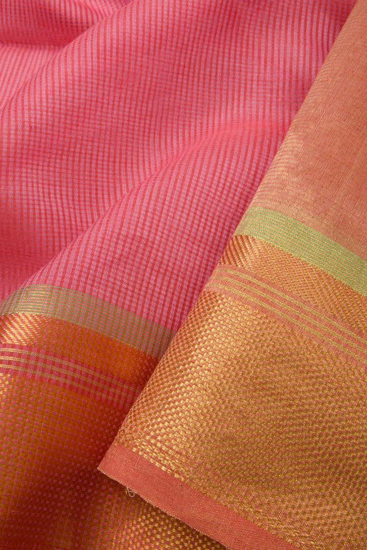 Pink Handloom Maheshwari Silk Cotton Saree - Avishya
