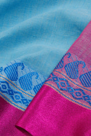Blue Shantipur Tant Bengal Cotton Saree 10069059 - Avishya