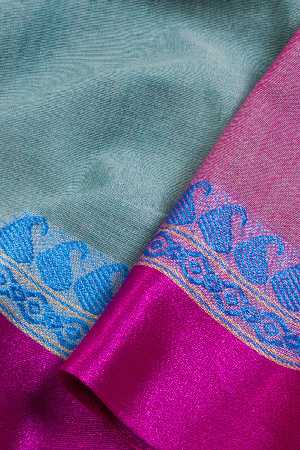 Turkish blue Shantipur Tant Bengal Cotton Saree 10069064 - Avishya