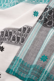 White Handloom Dhaniakhali Cotton Saree Without Blouse 10073004