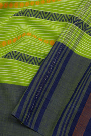 Green Handloom Dhaniakhali Cotton Saree Without Blouse 10073005
