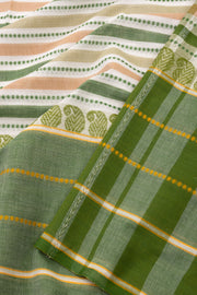 Green Handloom Dhaniakhali Cotton Saree Without Blouse 10073007
