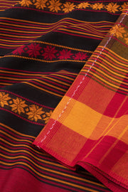 Black Handloom Dhaniakhali Cotton Saree Without Blouse 10073011