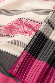 White Handloom Dhaniakhali Cotton Saree Without Blouse 10073020