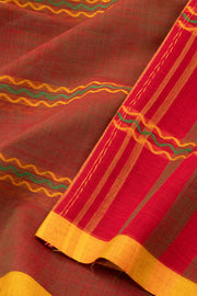 Maroon Handloom Dhaniakhali Cotton Saree Without Blouse 10073022