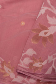 Pink Handloom Jamdani Linen Saree 10074654
