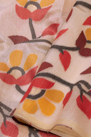 Beige Handloom Jamdani Linen Saree 10074662